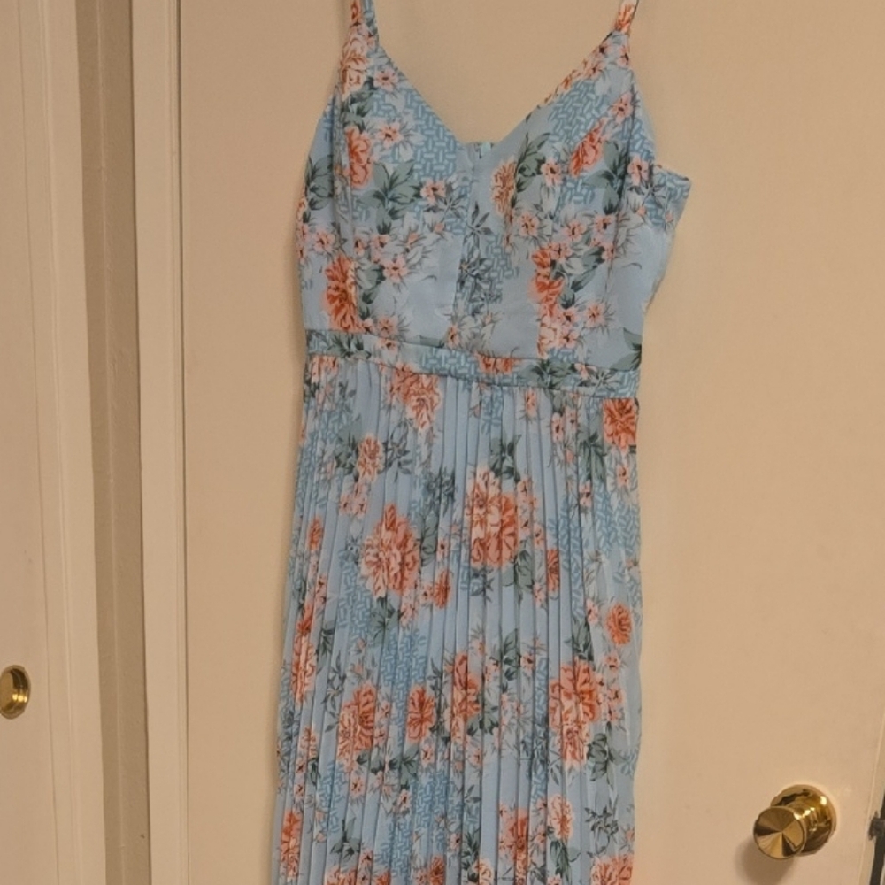 Guess Light Blue Dress with Floral Accents